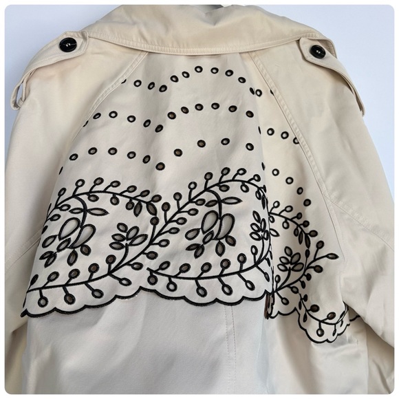 NWT Anthropologie Color: Eyelet Decor  Crop Trench Coat Jacket, size 1X - Picture 9 of 14